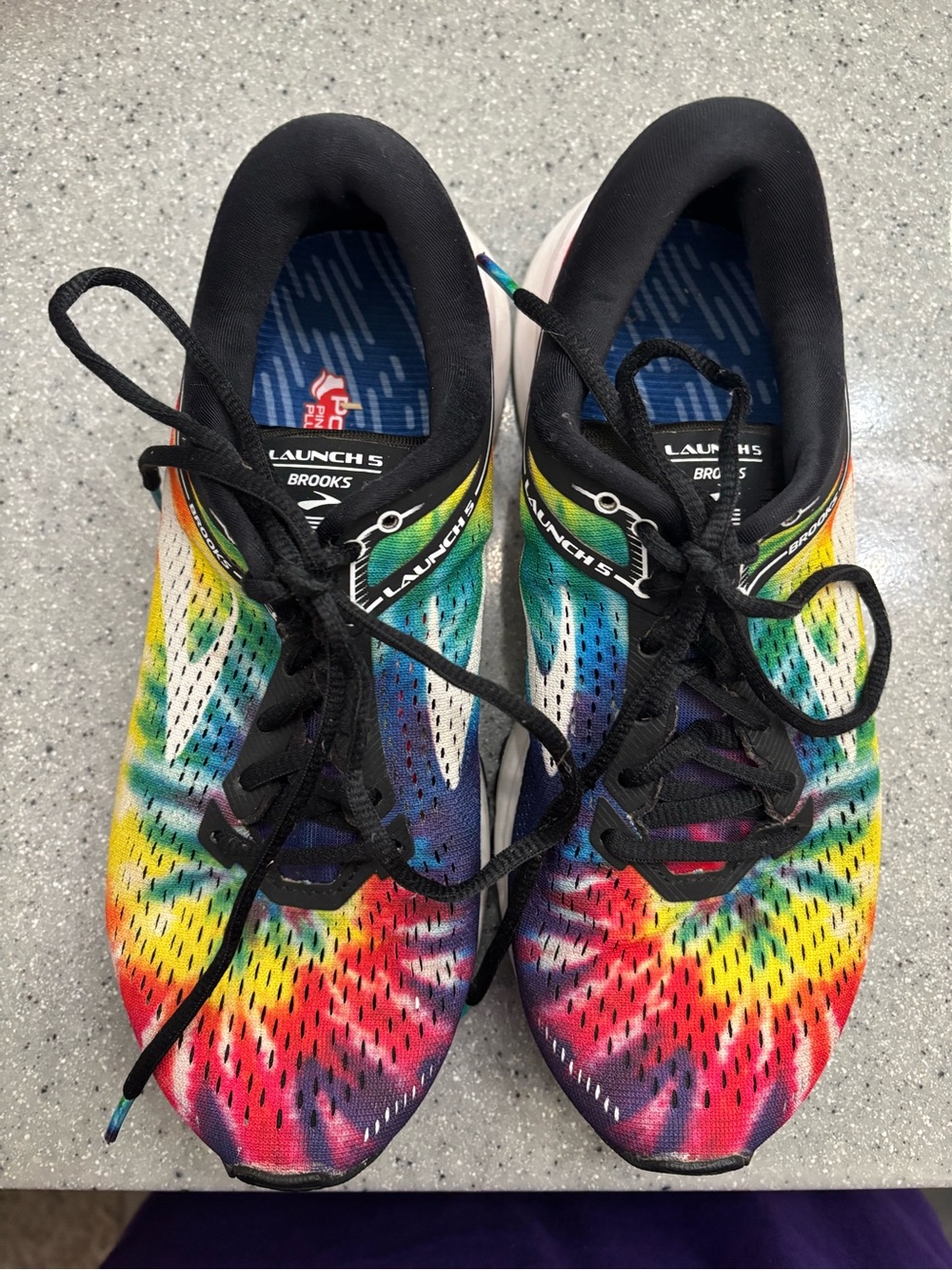 Brooks Launch 5 Tie Dye Multicolor Rainbow Running Shoes